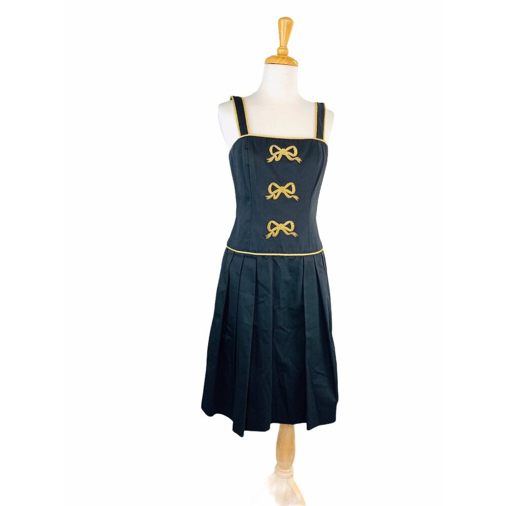 Albert Nipon Isabell Gerhart Vintage 60s Dress Black Gold Bows Sz 4 - Picture 8 of 12